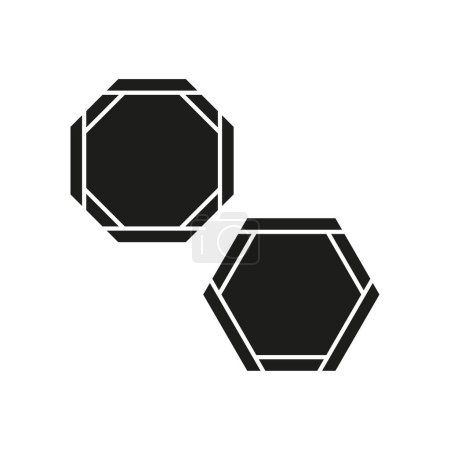 Formas geométricas de octágono. Iconos poligonales bidimensionales. Esbozos de hexadecágono negro. Formas geométricas simples. Ilustración vectorial. EPS 10. Imagen de stock.