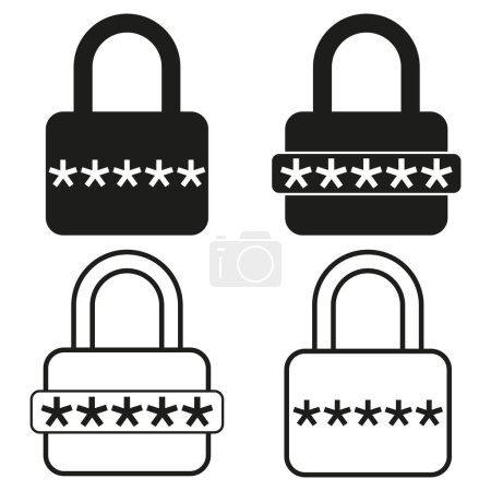 Black and white lock icons. Security symbols design. Security sign integration. Contrasting color scheme. Vector illustration. EPS 10. Stock image.