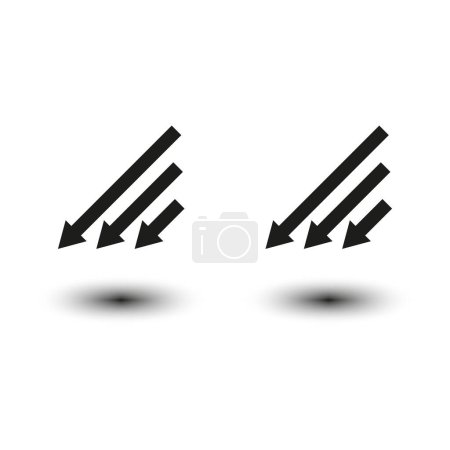 Falling motion arrows icon. Decline trend symbol. Downward direction indicator. Financial loss concept sign. Vector illustration. EPS 10. Stock image.