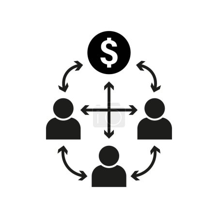Financial transactions concept. Money circulation, investment return symbol. Dollar and people exchange icon. Vector illustration. EPS 10. Stock image