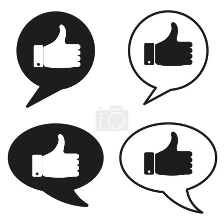 Thumbs up speech bubble icons. Positive feedback symbols. Approval chat signs. Vector illustration. EPS 10. Stock image.