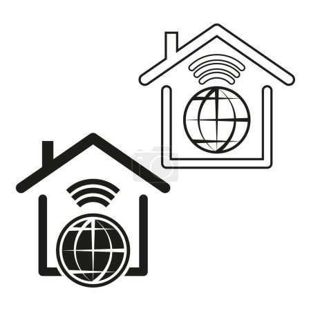 Ikonen der globalen Vernetzung von Smart Home. Internet der Dinge, drahtlose Hausnetzwerke. Vektorillustration. EPS 10. Archivbild.