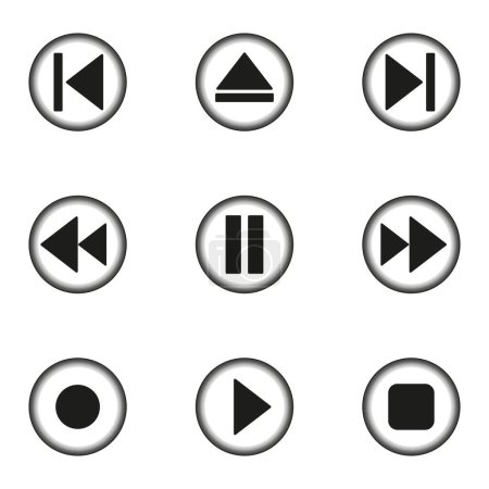 Iconos de botón de reproductor multimedia. símbolos de control multimedia. Ilustración vectorial. EPS 10. Imagen de stock.