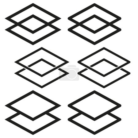 Geometrische Ebenen Icon Set. Abstrakte Designelemente Vektorillustration. EPS 10. Archivbild.