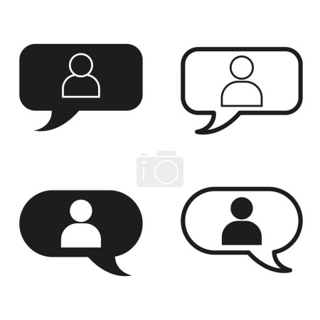 Ensemble d'avatar utilisateur dans les icônes de bulle vocale. Concept de communication et de chat. Illustration vectorielle. SPE 10. Image de stock.