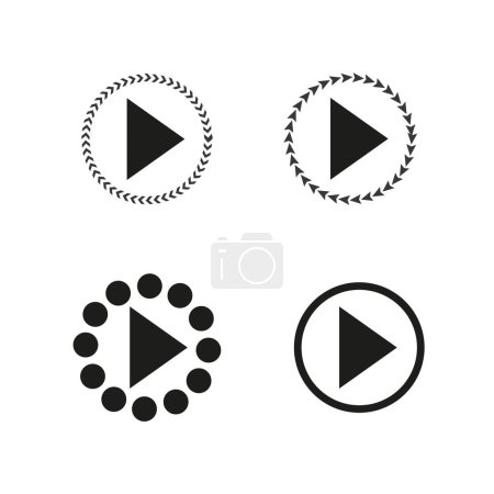 Play button icons set. Multimedia interface elements. Circular symbols collection. Vector illustration. EPS 10. Stock image.