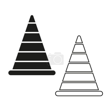 Traffic cone silhouette duo. Safety and caution symbol. Vector illustration. EPS 10. Stock image.