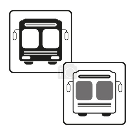 Frontal bus icons. Public transport symbols. Urban vehicle outlines. Vector illustration. EPS 10. Stock image