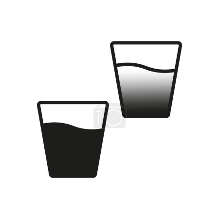 Water glasses icons. Full and empty concept. Drinking fluid levels. Vector illustration. EPS 10. Stock image.