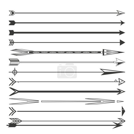 Artistic arrow designs. Archery arrows set. Precision aiming concept. Vector illustration. EPS 10. Stock image