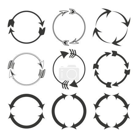 Circular arrows set. Process cycle icons Vector. Continuity and rotation concept. EPS 10.