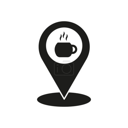 Téléchargez les illustrations : Broche de localisation de café. Marqueur de carte des boissons chaudes. Icône GPS vectorielle café. SPE 10. - en licence libre de droit