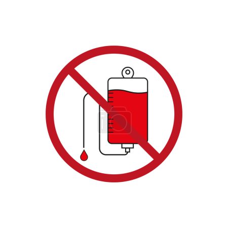Keine Bluttransfusion. Verbotenes IV-Tropfsymbol. Ikone der Einschränkung im Gesundheitswesen. EPS 10