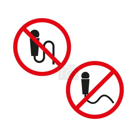 No singing or microphones allowed. Vector prohibition signs. Silence required symbol. EPS 10.