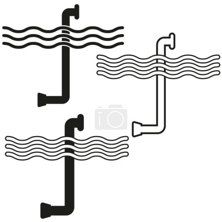 Sistema de tuberías de agua Vector ilustración. Fluyen líneas onduladas. Concepto de fontanería. Tuberías conectadas. EPS 10