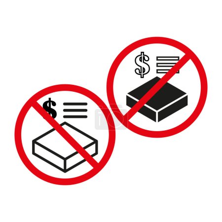 No cash or credit symbols. Financial restrictions signs. Vector illustration. EPS 10. Stock image.