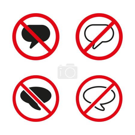 Illustration for Silenced speech Vector icons. No talking signs set. Communication restriction symbols. Silence areas. EPS 10 - Royalty Free Image