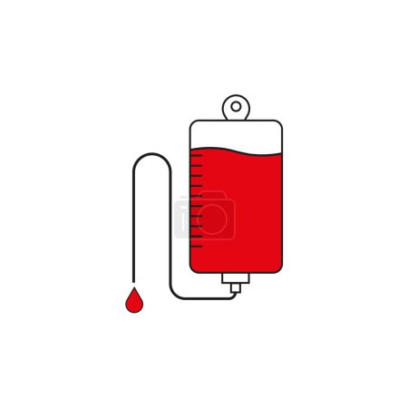 Icône vectorielle de sac de don de sang. Illustration du concept de transfusion médicale. SPE 10.