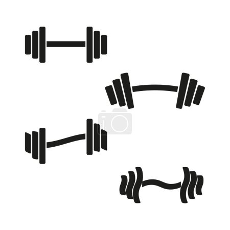 Illustration for Barbell set Vector illustration. Different weights and sizes. Gym equipment collection. Strength training theme. EPS 10 - Royalty Free Image