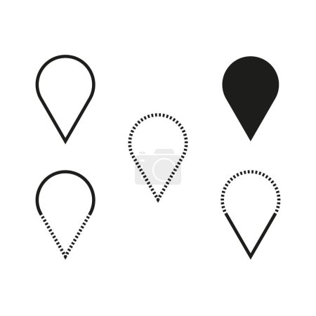 Location marker icons set. Various map pin symbols. Vector navigation pointers collection. EPS 10.