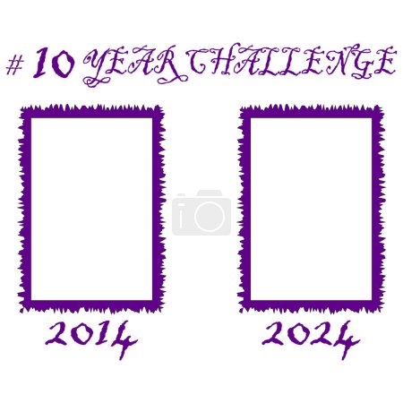 Decade comparison frames. 2014 and 2024 edged design Vector. 10 Year Challenge. EPS 10.
