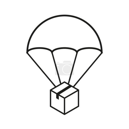 Parcel delivery concept. Vector parachute package. Airborne cargo transport. Simple drop icon. EPS 10.