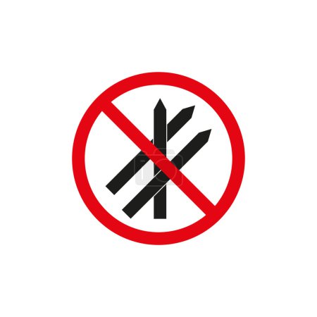 No missiles allowed sign. Prohibited weaponry symbol. Red and black restriction icon. Vector warning design. EPS 10.
