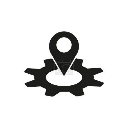 Location pin on gear icon vector. Positioning and settings concept symbol. EPS 10.