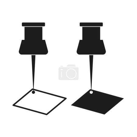 Illustration for Pushpins holding notes. Stationery items Vector. Attached papers illustration. Office pins graphic. EPS 10. - Royalty Free Image