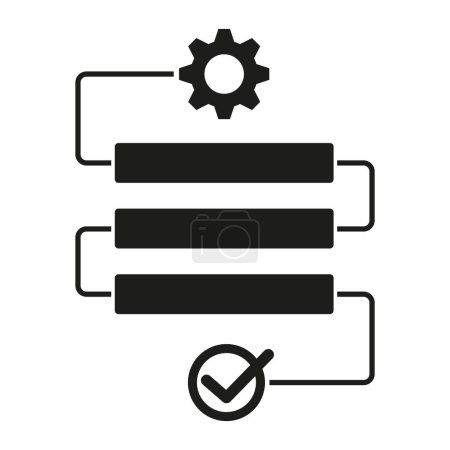 Workflow efficiency icon with checkmark. Vector process optimization illustration. EPS 10.