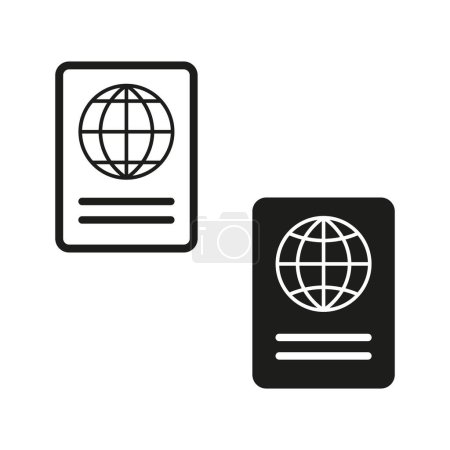 International Passport Icon. Global Access Symbol. Travel Document Illustration. Black and White Design. Vector illustration. EPS 10. Stock image.