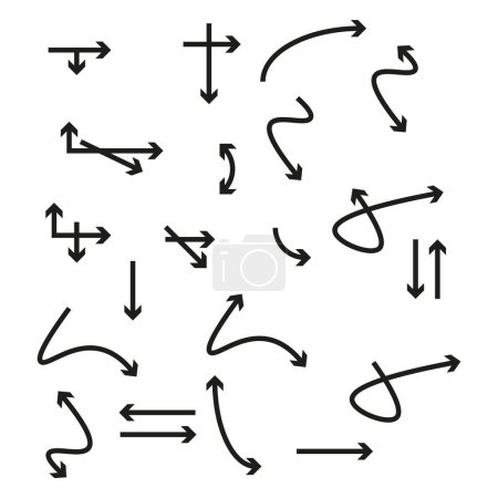 Collection of directional arrows. Guidance and navigation concepts. Diverse motion indicators. Vector illustration. EPS 10. Stock image.