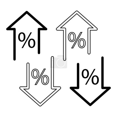 Symboles de fluctuation des taux d'intérêt. Flèches de financement vectoriel. Concept d'indicateurs économiques. SPE 10.