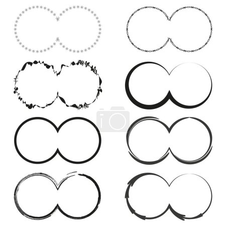 Illustration for Set of infinity loop icons vector. Various stroke styles and decorations. Continuous limitlessness concept symbols. EPS 10. - Royalty Free Image