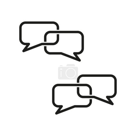 Ilustración de Icono interconectado de burbujas de chat. Conversación de símbolos vectoriales. Diseño de diálogo y comunicación. Iconos de contorno negro. EPS 10. - Imagen libre de derechos