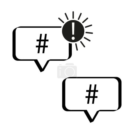 Hashtag alert speech bubbles. Vector social media icons. EPS 10.