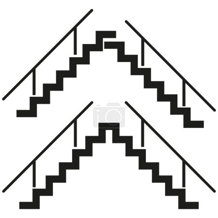 Minimalist staircases vector. Symmetrical steps design. Modern architecture and perspective concept. Black and white graphic. EPS 10.