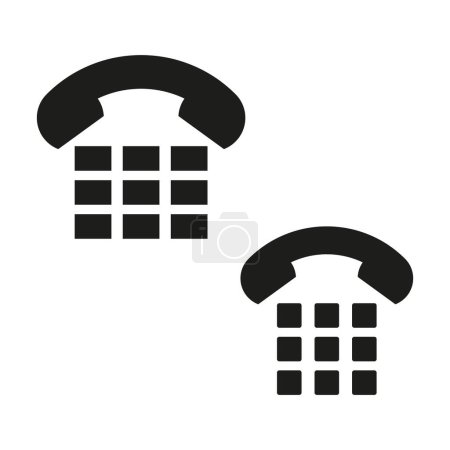 Telephone icon set. Black vector landline phones. Communication symbols in minimal style. EPS 10.