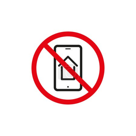 Nada de teléfonos móviles. Señal de prohibición roja. Icono de comunicación vectorial. EPS 10.