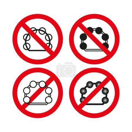 Ilustración de No molecular models. Red prohibition sign. Vector chemistry icons. EPS 10. - Imagen libre de derechos