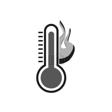 Hot temperature icon. Black and white thermometer with heat. Vector weather symbol. EPS 10.