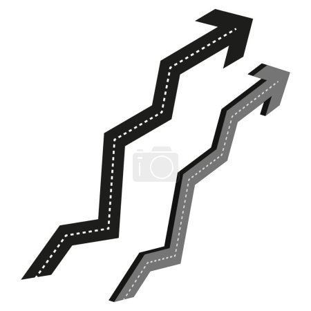 Illustration for Diverging arrows design. Black and white directional concept. Vector abstract paths. EPS 10. - Royalty Free Image