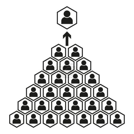 Vecteur de réseau hiérarchique. Icône de structure de leadership. Organigramme d'équipe. Pyramide des peuples hexagonaux. SPE 10.