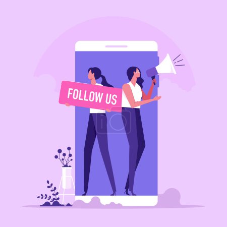 Illustration of follow us, People request to follow it for social network concept