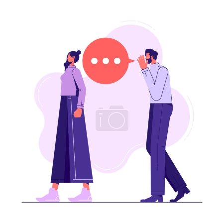 Illustration for Marketing strategy, word of mouth people tell friend about good product and service,  tell story or communication concept - Royalty Free Image