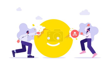 Illustration for Bad review for product or service, Customer experience negative review or feedback, rating to product, service or business, vector flat illustration - Royalty Free Image