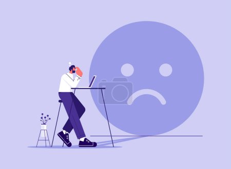 Illustration for Stressed and anxiety on failure concept, office worker with depressed sad shadow - Royalty Free Image