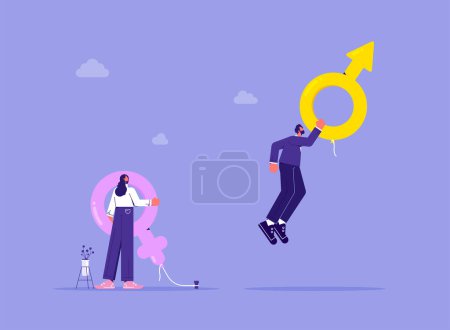 Illustration for Gender inequality and gap between men and women, social unfairness and disparity due to gender concept - Royalty Free Image