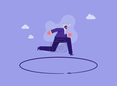 Business challenge and difficulty concept, businessman running on a looping in a circle 