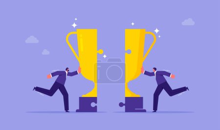 Illustration for Win-win situation, agreement or solution to win together, solution for best result, teamwork to help success and achieve goal together concept - Royalty Free Image